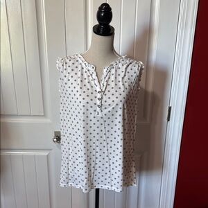 Polka Dot Sleeveless Top - White and Brown